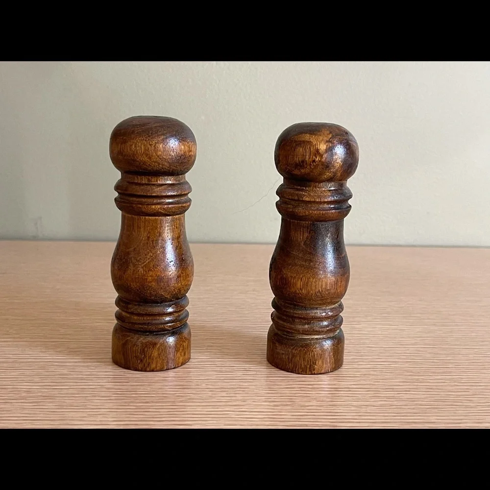 Vintage Wood Salt and Pepper Shakers